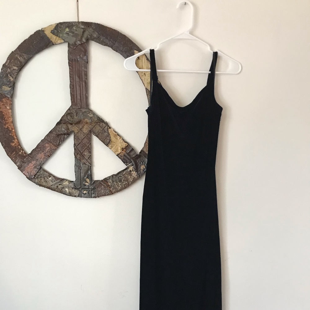 Vintage 90s long blue velvet dress